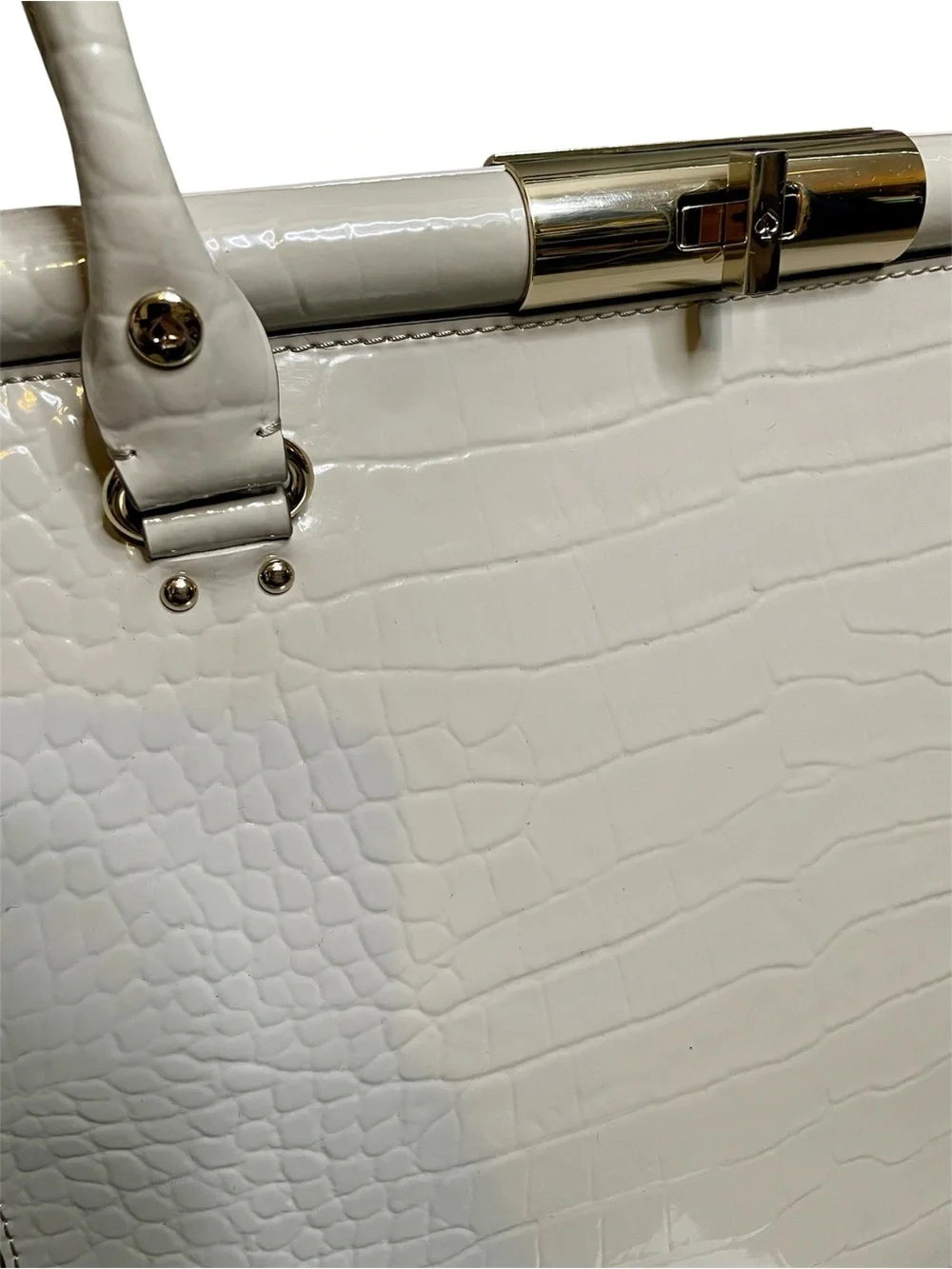 Kate Spade Knightsbridge Constance Satchel Gray Croc Embossed Patent Leather Bag
